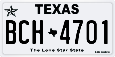 TX license plate BCH4701