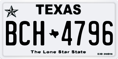 TX license plate BCH4796