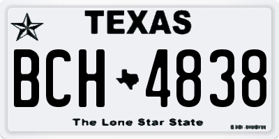 TX license plate BCH4838