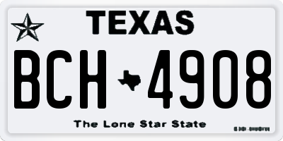 TX license plate BCH4908