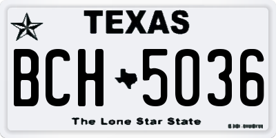TX license plate BCH5036
