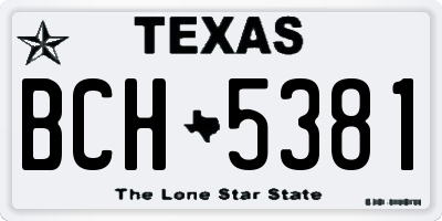 TX license plate BCH5381