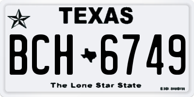 TX license plate BCH6749