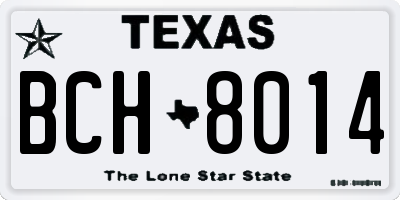 TX license plate BCH8014