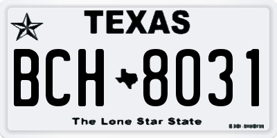 TX license plate BCH8031