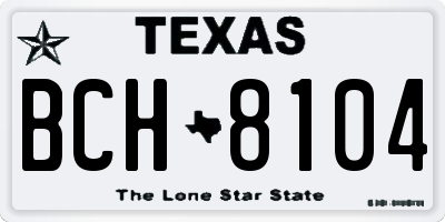 TX license plate BCH8104