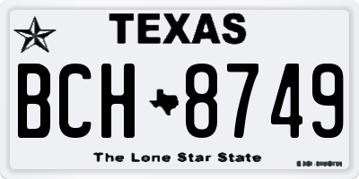 TX license plate BCH8749