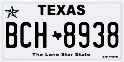 TX license plate BCH8938