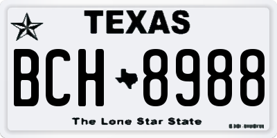 TX license plate BCH8988