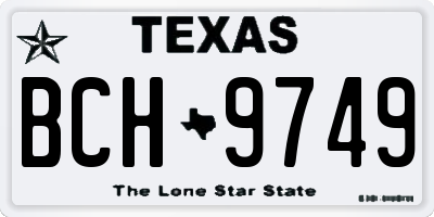 TX license plate BCH9749