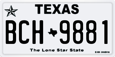 TX license plate BCH9881