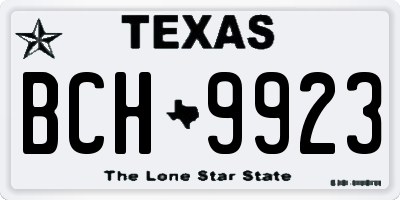 TX license plate BCH9923