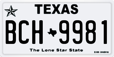 TX license plate BCH9981