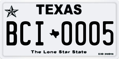 TX license plate BCI0005