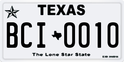 TX license plate BCI0010