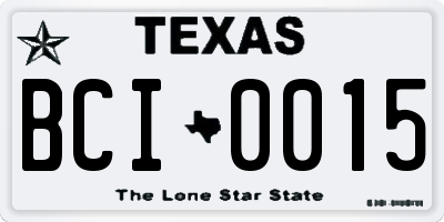 TX license plate BCI0015
