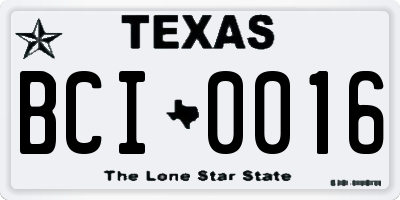 TX license plate BCI0016