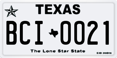 TX license plate BCI0021