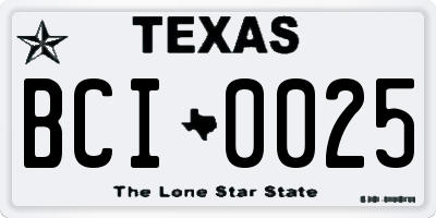 TX license plate BCI0025