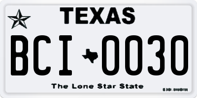 TX license plate BCI0030