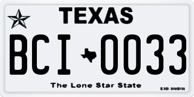 TX license plate BCI0033