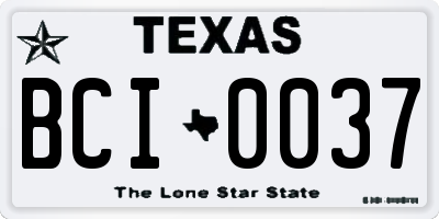 TX license plate BCI0037