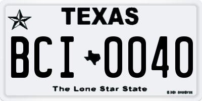 TX license plate BCI0040