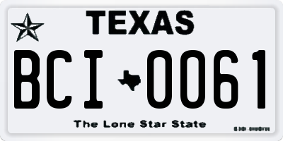 TX license plate BCI0061