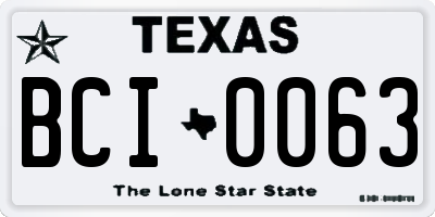 TX license plate BCI0063