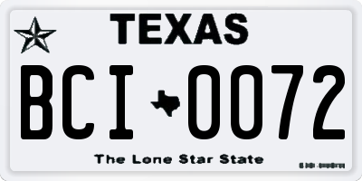 TX license plate BCI0072