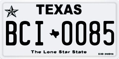TX license plate BCI0085