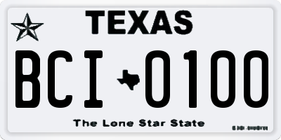 TX license plate BCI0100