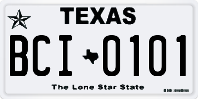 TX license plate BCI0101