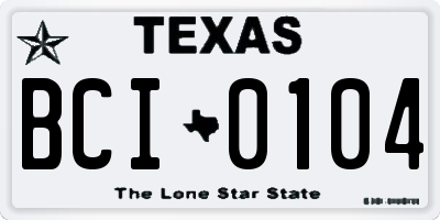 TX license plate BCI0104