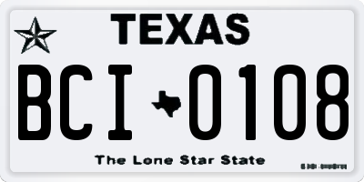 TX license plate BCI0108