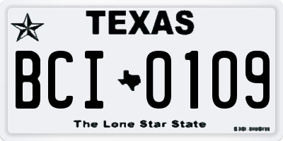 TX license plate BCI0109