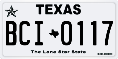 TX license plate BCI0117