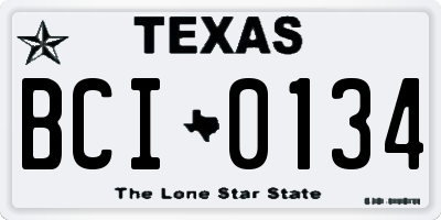 TX license plate BCI0134