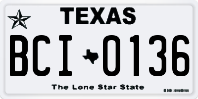 TX license plate BCI0136