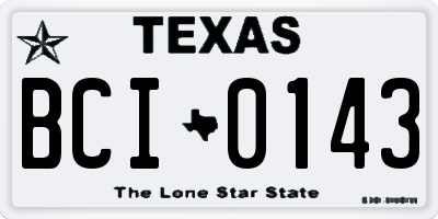 TX license plate BCI0143