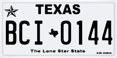 TX license plate BCI0144
