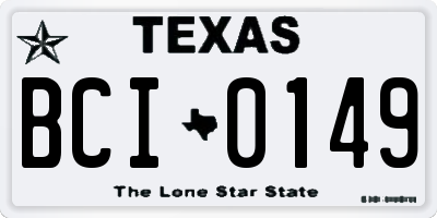 TX license plate BCI0149