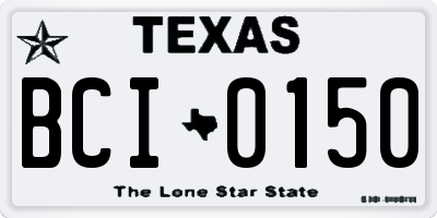 TX license plate BCI0150