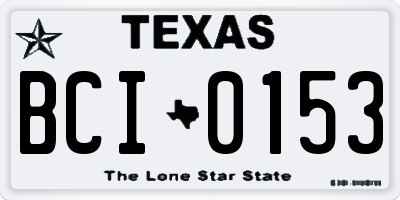 TX license plate BCI0153
