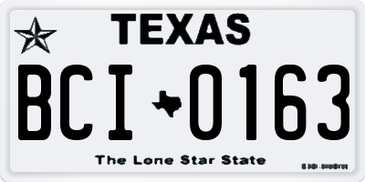 TX license plate BCI0163