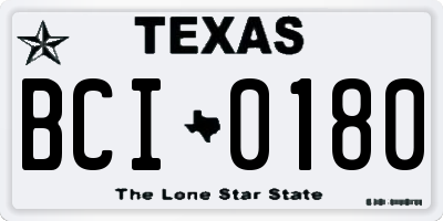 TX license plate BCI0180
