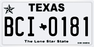 TX license plate BCI0181