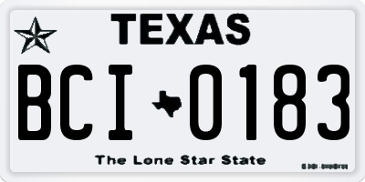TX license plate BCI0183
