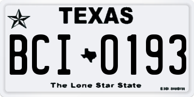 TX license plate BCI0193