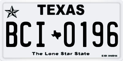 TX license plate BCI0196